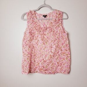 Talbots‎ Pink Floral Sleeveless Tank Top Blouse Cotton Women's Size 8